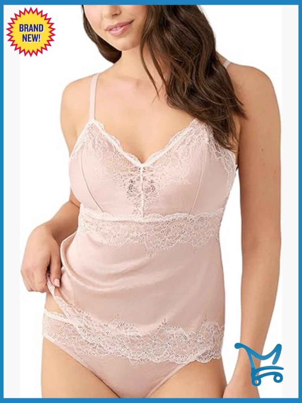 V-Neck Lace Camisole with Light Shaping - S